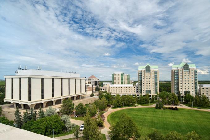 Aerial view of academic green