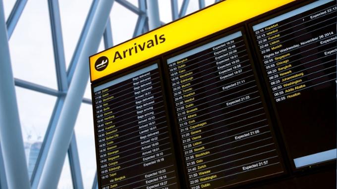 Airport arrivals screen